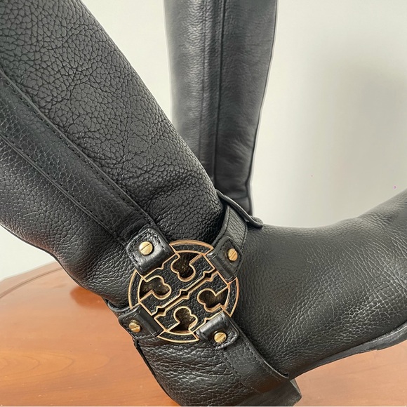 Tory Burch Amanda Black Pebbled Leather Riding boots | US 6.5 - Picture 5 of 8